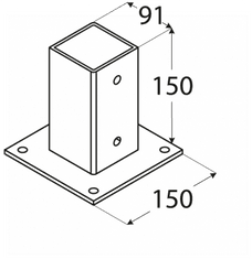 DOMAX PSP 90 (91*150*2) Patka sloupku 90 se čtvercovou základnou