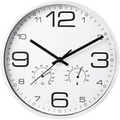 SEGNALE Nástěnné hodiny s teploměrem a vlhkoměrem 30 cm bílý rám