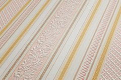 Profhome Papírová tapeta s klasickým vzorem Profhome 765659-GU lehce reliéfná matná červená zlatá bílá 5,33 m2