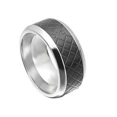 Dici Milano Černý vzorovaný prsten z oceli DCRG501502 (Obvod 64 mm)
