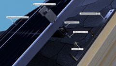 Alokon Nosná konstrukce FV panelu – šikmá střecha – šindel Počet FV panelů: 7 panelů, na výšku