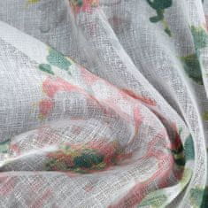 Dekorační záclona s kroužky - Emi z lehké gázy v ekologickém stylu s květinami, 140 x 250 cm, ZA-401279