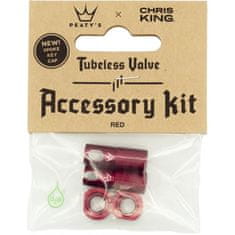Peaty's Čepičky X Chris King MK2 Tubeless Valves Accessory Kit - 1 pár, červená