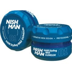NISHMAN 01 Hair Styling Wax Gumgum - Váš kouzelný stylingový nástroj, dodává výraznost a lesk, Snadné mytí díky vodní receptuře, 150ml