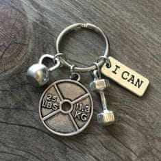 INNA Klíčenka přívěsek na klíče pro nadšence do posilovny barva stříbrná motivační slogan I can