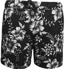 Nines Pánské koupací šortky černá s květinovým designem Černá S
