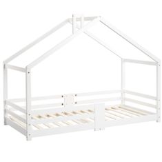 SONNENH Dětská postel postel s komínem | ochrana proti pádu | robustní lamelové rošty | postel z borovicového dřeva pro děti, 90 x 200 cm bez matrace, bílá