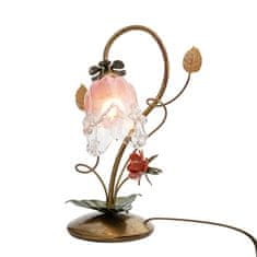 LIGHT FOR HOME Stolní lampa s kovovými květinami 15200 "KATERINA", 1x40W, E14, zlatá, měď, zelená, růžová