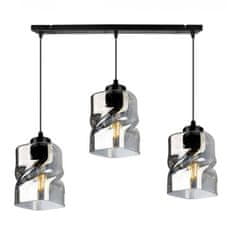 LIGHT FOR HOME Moderní závěsná lampa se skleněnými stínidly v grafitové barvě NIKI 2195/3, 3x60W, E27, Černá