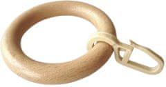 Praktic Dřevěný kroužek s háčkem v přírodním laku (10ks)