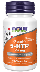 NOW Foods 5-HTP, 100 mg, 90 žvýkacích pastilek