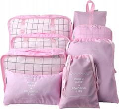 INNA Cestovní organizéry do šatního kufru 8 tašek TASOS Organizér Trip Story světle růžová barva