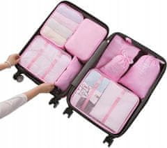 INNA Cestovní organizéry do šatního kufru 8 tašek TASOS Organizér Trip Story světle růžová barva