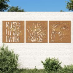 Petromila Zahradní nástěnné dekorace 3 ks 55 x 55 cm cortenová ocel Tráva