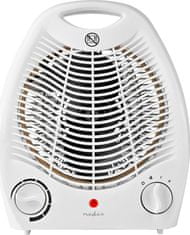 Nedis horkovzdušný ventilátor/ termostat/ spotřeba 2000 W/ 2 tepelné režimy/ ochrana proti převrácení/ bílý