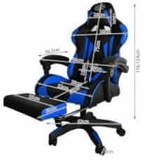 Dunmoon 8978 Herní polohovatelná židle černo - modrá 13836