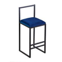 Butopêa Barová židle, královsky modrá, černé nohy, 80 cm