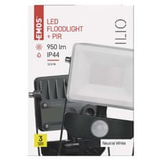 Emos LED reflektor ILIO s pohybovým čidlem, 10,5 W, černý, neutrální bílá