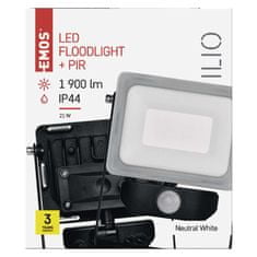 Emos LED reflektor ILIO s pohybovým čidlem, 21 W, černý, neutrální bílá