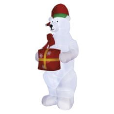 Emos LED lední medvěd s vánočním dárkem, nafukovací, 240 cm, venkovní i vnitřní, studená bílá