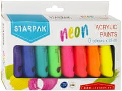STARPAK Akrylové neonové barvy do školy 8 x 25 ml
