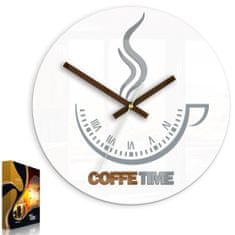 ModernClock Bílé nástěnné hodiny Coffee Time Ii