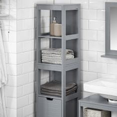 SoBuy FRG126-SG Vysoký regál do koupelny koupelnová police se zásuvkami koupelnový nábytek tmavě šedá 30x145x30cm