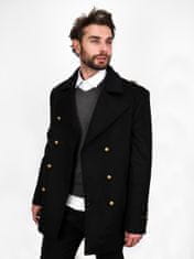 Zapana Pánský vlněný kabát s příměsí kašmíru Emile černý XL