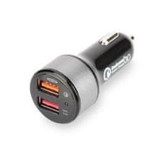 Ednet Digitus USB nabíječka do auta, rychlé nabíjení 3.0, 2 vstupní porty 12-24V, výstupy: 3-6.5V/3A, 5V/2.4A