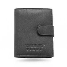 Wild Tiger Luxusní pánská kožená peněženka se zápinkou Lukas, černá