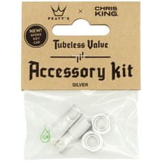 Peaty's Čepičky X Chris King MK2 Tubeless Valves Accessory Kit - 1 pár, stříbrná