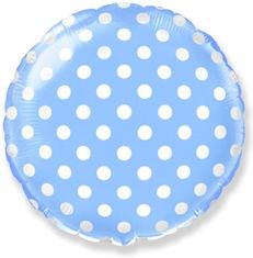 Flexmetal Kruh - Baby Blue puntíky 18"/46cm fóliový balónek NEBALENÁ