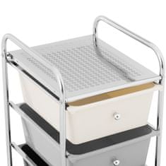 Greatstore Kadeřnický vozík koupelnová skříňka 4 zásuvky 36 x 32 x 76 cm - černá šedá