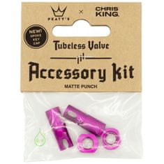 Peaty's Čepičky X Chris King MK2 Tubeless Valves Accessory Kit - 1 pár, punčová