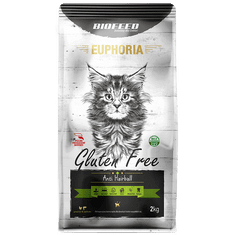 BIOFEED Euphoria Anti Hairball Bezlepkové Krmivo Pro Kočky S Drůbeží A Lososem 2kg