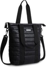 ZAGATTO Dámská černá prošívaná taška přes rameno, módní taška pro každodenní nošení, vhodná pro formát A4, dvě délky popruhů, vnitřní kapsa na zip na drobnosti, zapínání na pevný zip, 40x36x10 / ZG739