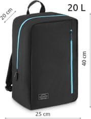 ZAGATTO Cestovní batoh černá do letadla 40x20x25 RYANAIR, cestovní taška černá dámská pánská, lehká a prostorná,pohodlné kšandy,nepromokavý, lze nasadit na rukojeť cestovního kufru, 1 komora a 2 kapsy / ZG832
