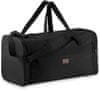 Cestovní taška černá, velká cestovní taška, objem 54l, pohodlná ucha a ramenní popruh s ochranou, 3 kapsy na zip a boční kapsa např.na boty,prostorná hlavní přihrádka, 30x59x30/ ZG817