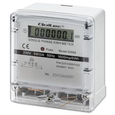 Qoltec Jednofázový elektronický elektroměr | měřič spotřeby energie | 230V | LDC