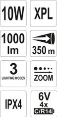 YATO Svítilna LED XP-L CREE 10W, 1000 lm