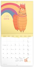 Presco Publishing Poznámkový kalendář Šťastné lamy 2024, 30 × 30 cm