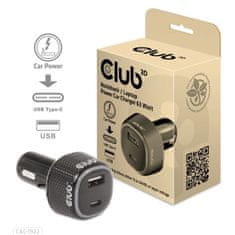 Club 3D Auto nabíječka pro Notebooky 63W, 2 porty CAC-1922 (USB-A + USB-C)