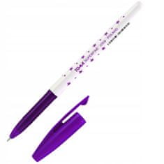 BTS Fialové kuličkové pero s třpytivým efektem a víčkem o průměru 0,5 mm