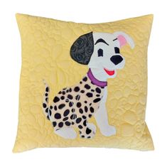Handy Pets Patchwork - Povlak na dětský polštářek - Dalmatin - žlutý 42 x 42 cm