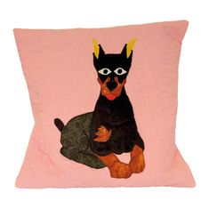 Handy Pets Patchwork - Povlak na dětský polštářek - Dobrman - růžový 42 x 42 cm