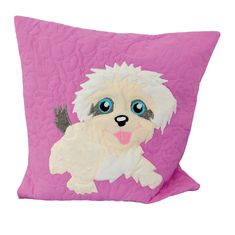 Handy Pets Patchwork - Povlak na dětský polštářek - Bišonek - růžový 42 x 42 cm