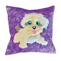 Handy Pets Patchwork - Povlak na dětský polštářek - Bišonek - fialový 42 x 42 cm