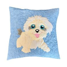Handy Pets Patchwork - Povlak na dětský polštářek - Bišonek - modrý 42 x 42 cm