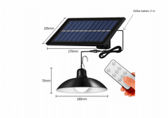 Bass Solární LED lampa/lustr s dálkovým ovládáním BP-5929