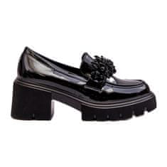 SWEET SHOES Dámská lakovaná obuv s ornamentem černá velikost 37
